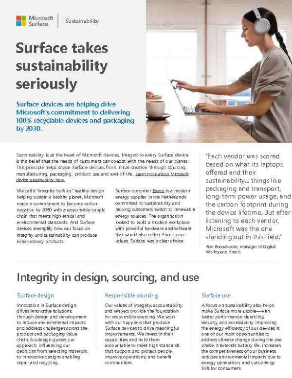 Surface takes sustainability seriously