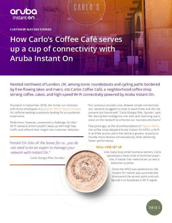 How Carlo’s Coffee Café serves up a cup of connectivity with Aruba Instant On