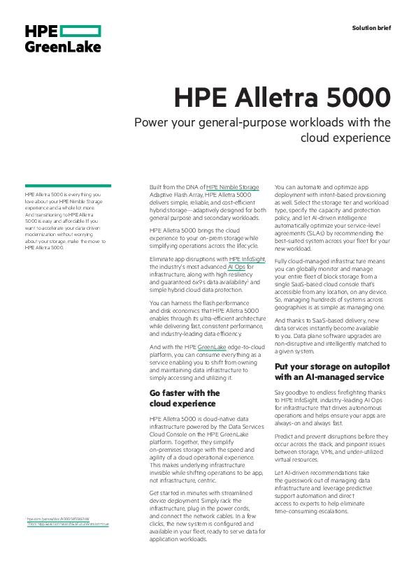 HPE Alletra 5000: Power your general-purpose workloads with the cloud experience