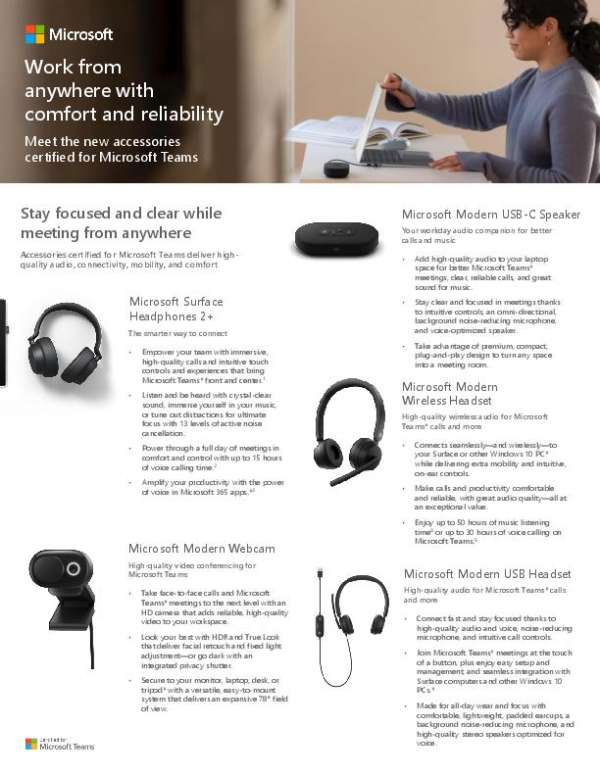 Datasheet: Surface Accessories Certified for Teams