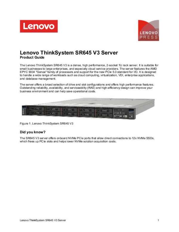 ThinkSystem SR645 V3 Server