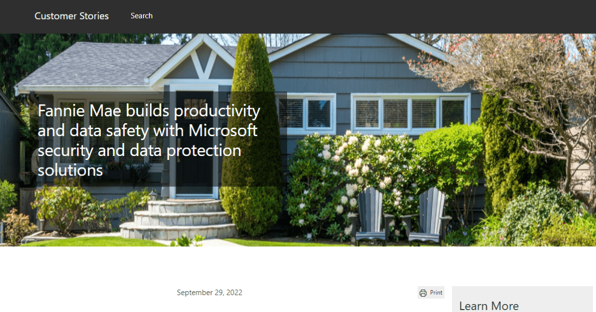 Fannie Mae Builds Productivity and Data Safety with Microsoft Security and Data Protection Solutions