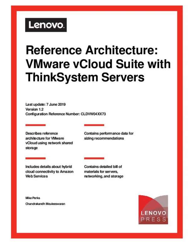 Reference Architecture: VMware vCloud Suite with ThinkSystem Servers