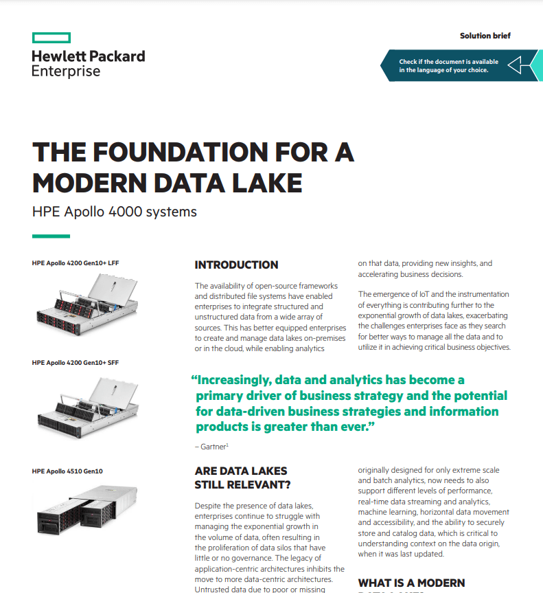 The foundation for a modern data lake—HPE Apollo 4000 Systems