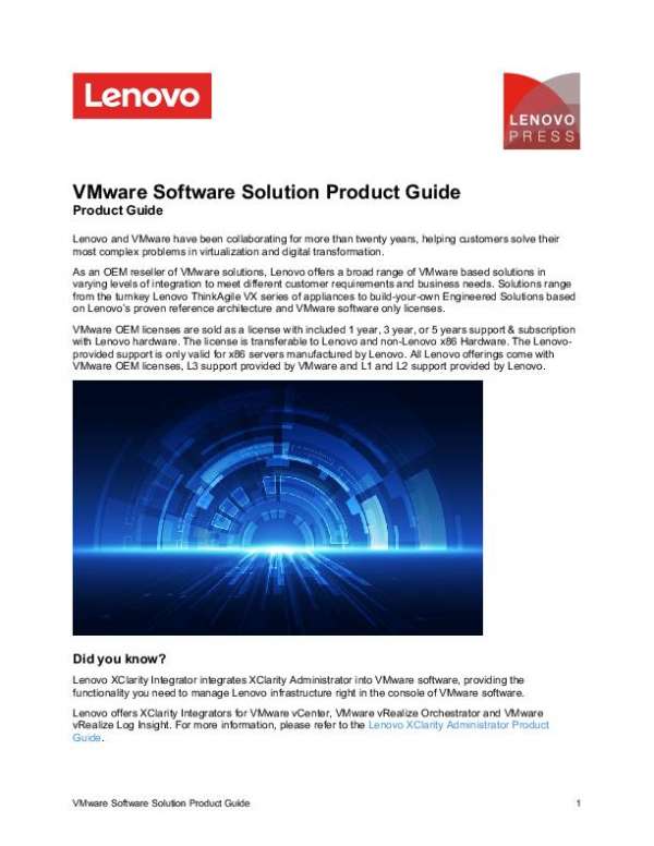 VMware Software Solution Product Guide