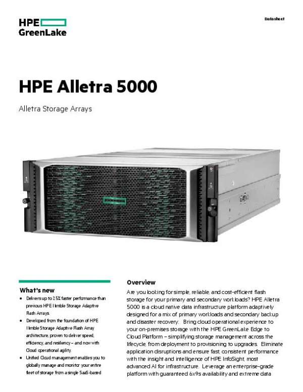 HPE Alletra 5000 Storage Arrays