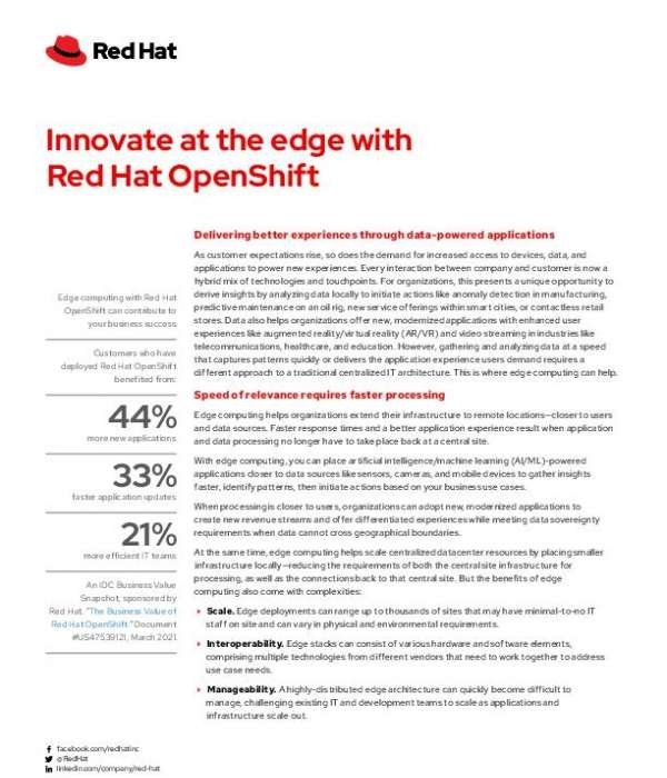 Innovate edge computing with Red Hat OpenShift