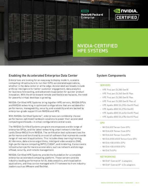 NVIDIA-Certified HPE Systems