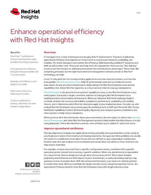 Enhance Operational Efficiency with Red Hat Insights