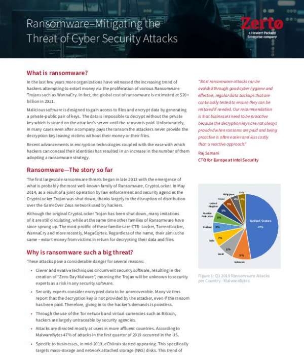 Ransomware—Mitigating the Threat of Cyber Security Attacks