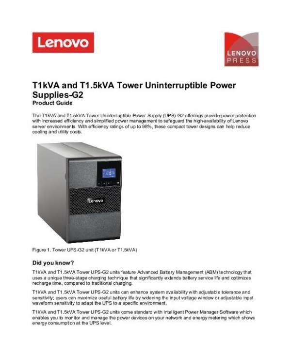 Lenovo Tower Uninterruptible Power Supplies