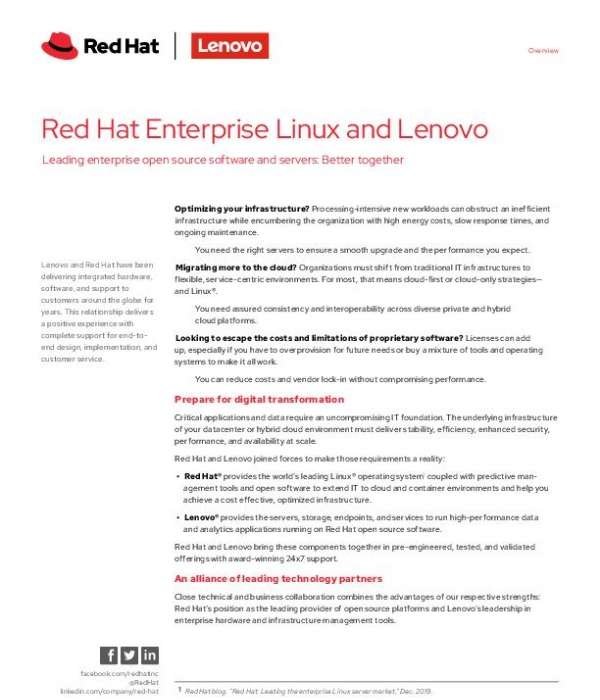 Red Hat Enterprise Linux and Lenovo