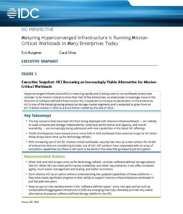 Maturing Hyperconverged Infrastructure Is Running Mission-Critical Workloads in Many Enterprises Today