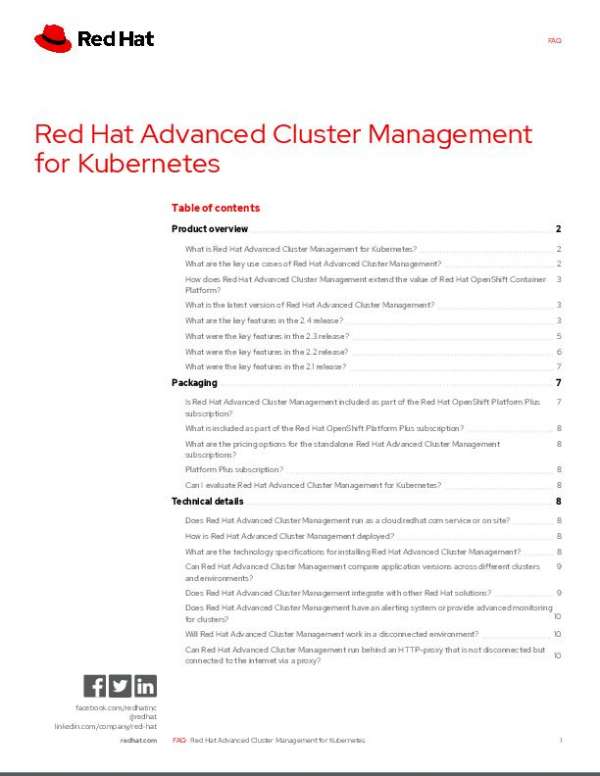 FAQ – Red Hat Advanced Cluster Management for Kubernetes