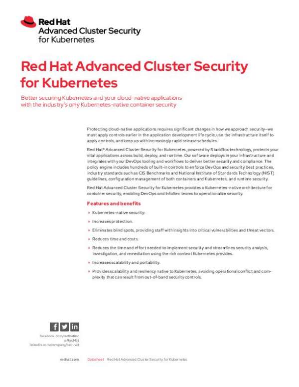 Red Hat Advanced Cluster Security for Kubernetes