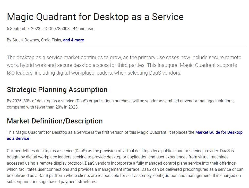 Microsoft a Leader in the 2023 Gartner Magic Quadrant for Desktop as a Service