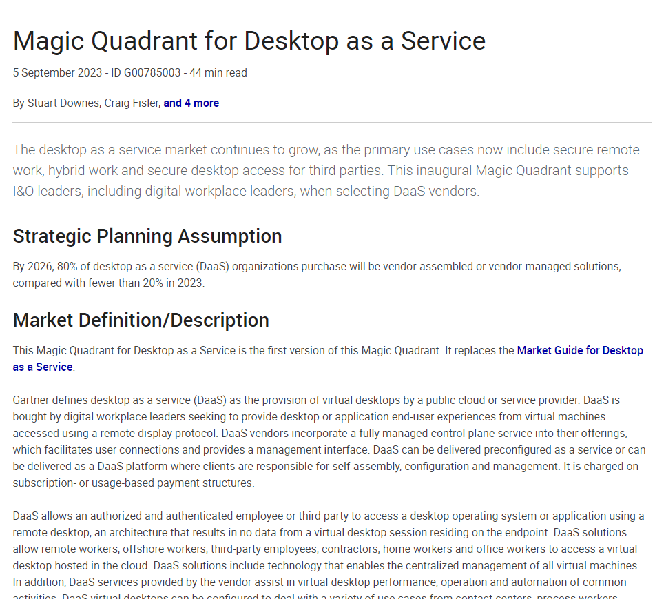 Microsoft a Leader in the 2023 Gartner Magic Quadrant for Desktop as a Service