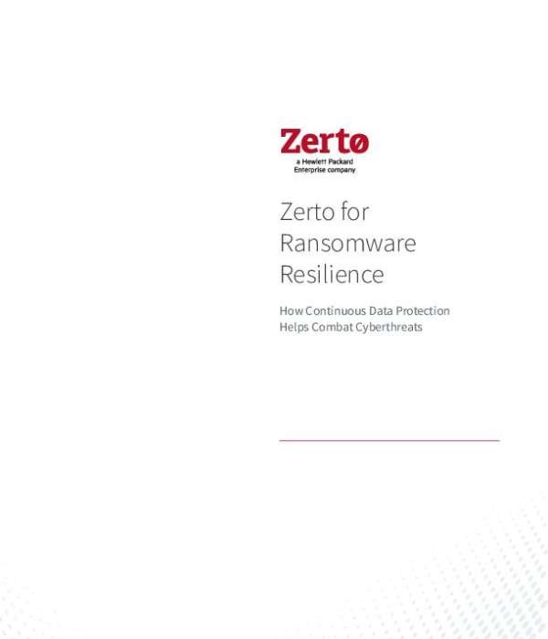 Zerto for Ransomware Resilience