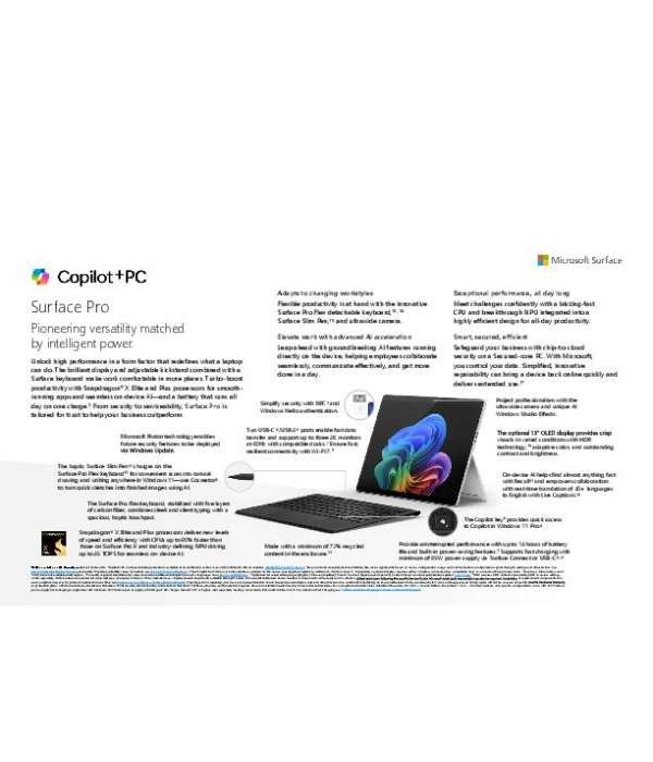 Surface Pro Copilot+ PC Product Spec Sheet