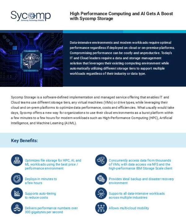 High Performance Computing and AI Gets A Boost with Sycomp Storage