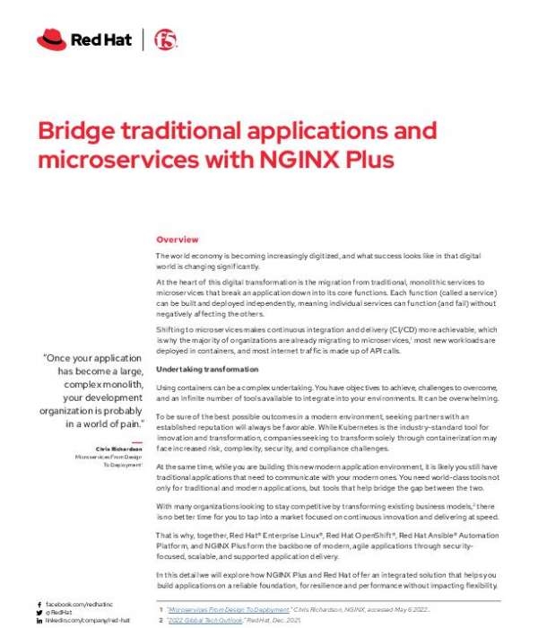 Bridge traditional applications and microservices with NGINX Plus