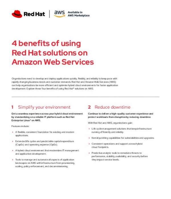 4 benefits of using Red Hat solutions on Amazon Web Services