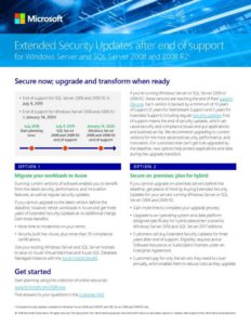 Read more about the article Extended Security Updates after end of support for Windows Server 2008 and SQL Server 2008 and 2008 R2