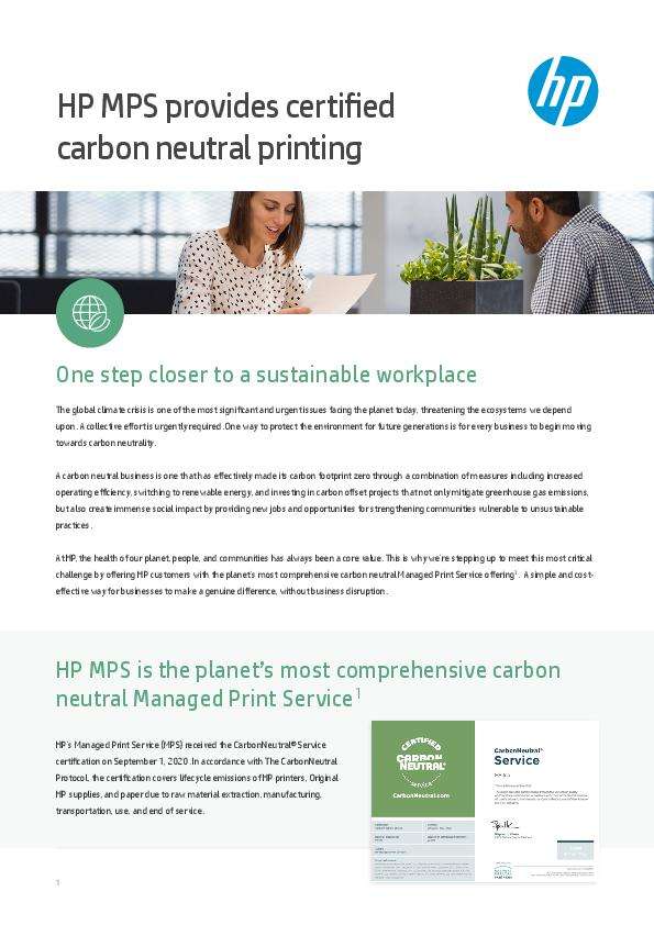 You are currently viewing HP MPS Provides Certified Carbon Neutral Printing