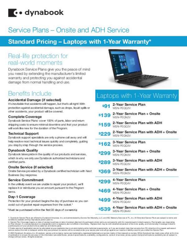 You are currently viewing Dynabook Service Plans – Onsite and ADH Service