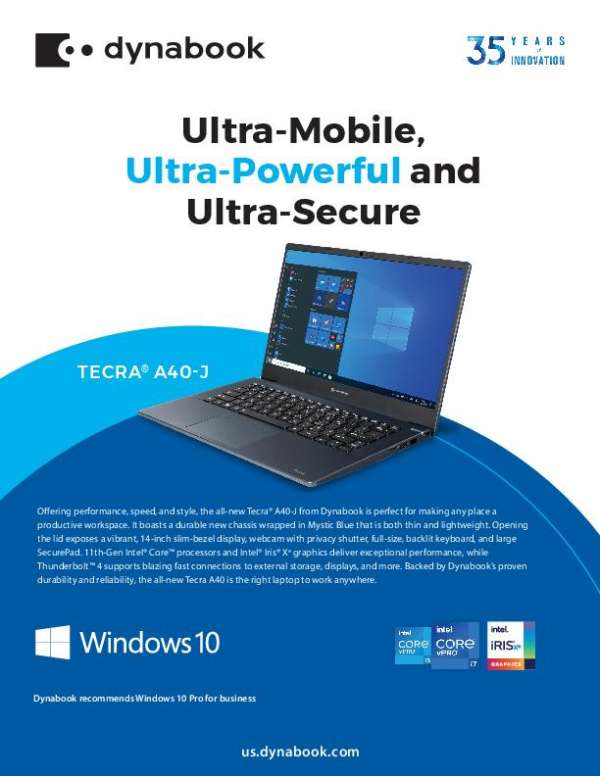 You are currently viewing Ultra-Mobile, Ultra-Powerful and Ultra-Secure – Tecra® A40-J
