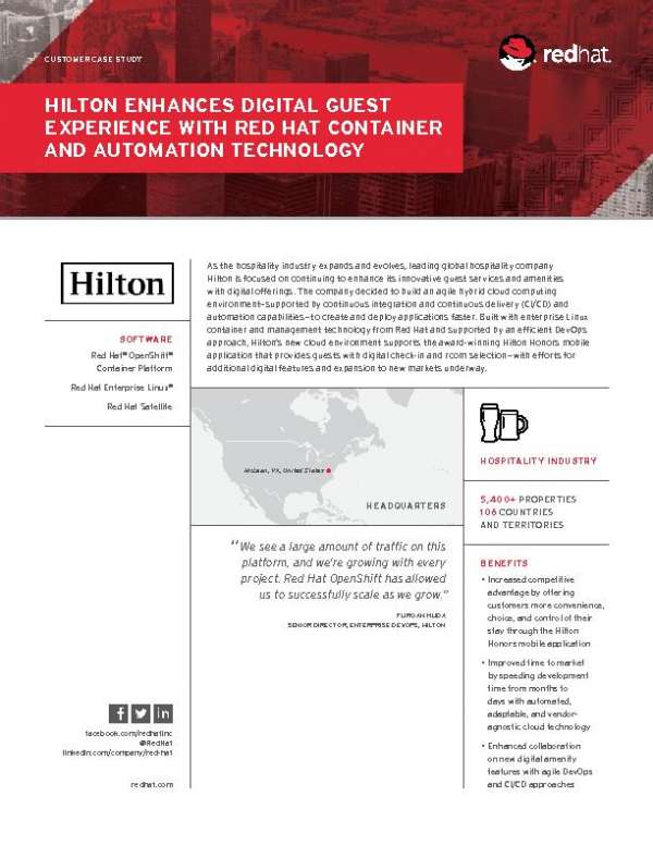 You are currently viewing Hilton Enhances Digital Guest Experience with Red Hat Container and Automation Technology