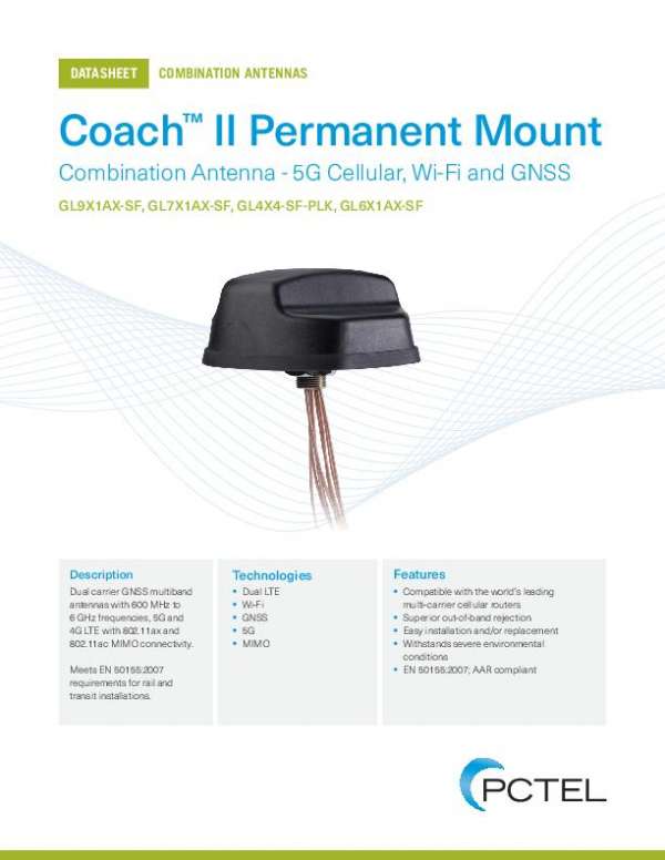 You are currently viewing Coach™ II Permanent Mount Combination Antenna – 5G Cellular, Wi-Fi and GNSS