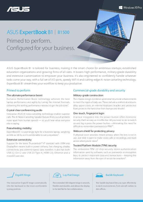You are currently viewing ASUS ExpertBook B1 B1500 Series