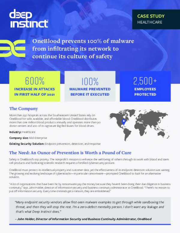 You are currently viewing OneBlood Prevents 100% of Malware from Infiltrating Its Network