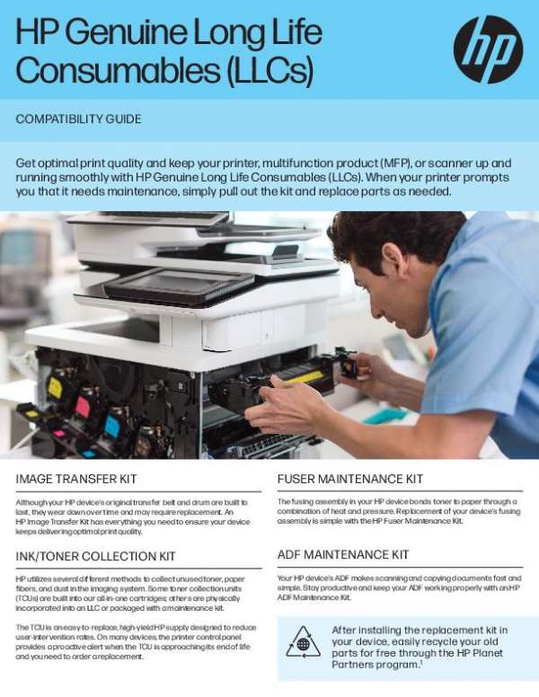 You are currently viewing HP Genuine Long-Life Consumables (LLCs) Compatibility Guide