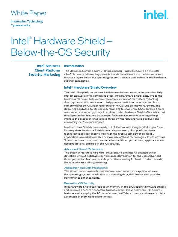 You are currently viewing Intel® Hardware Shield – Below-the-OS Security
