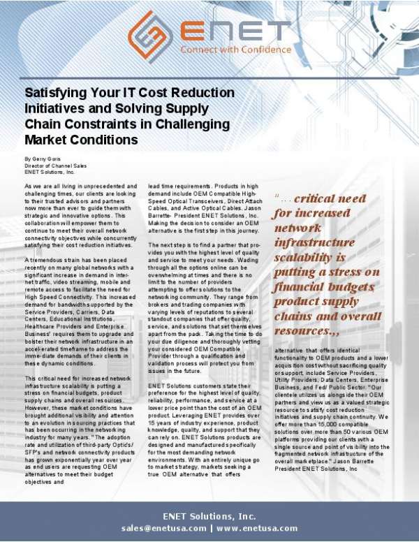 You are currently viewing Satisfying Your IT Cost Reduction Initiatives and Solving Supply Chain Constraints