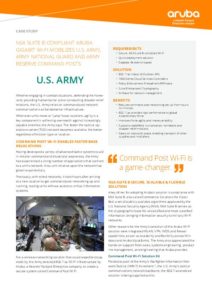 Read more about the article NSA Suite B-Compliant Aruba Gigabit Wi-Fi Mobilizes U.S. Army, Army National Guard and Army Reserve Command Posts