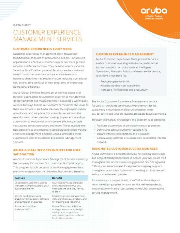 You are currently viewing Aruba Customer Experience Management Services