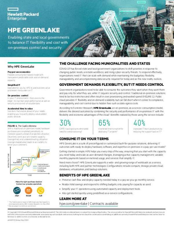 You are currently viewing HPE GreenLake – Enabling state and local governments to balance IT flexibility and cost with on-premises control and security