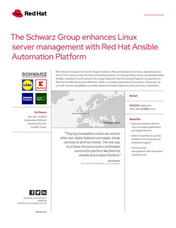 You are currently viewing The Schwarz Group enhances Linux server management with Red Hat Ansible Automation Platform