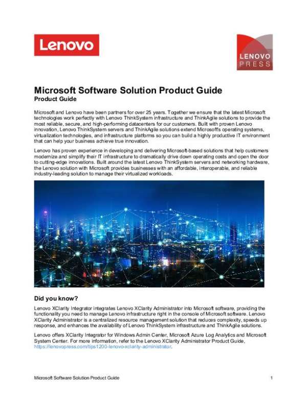 Read more about the article Lenovo Microsoft Software Solution Product Guide