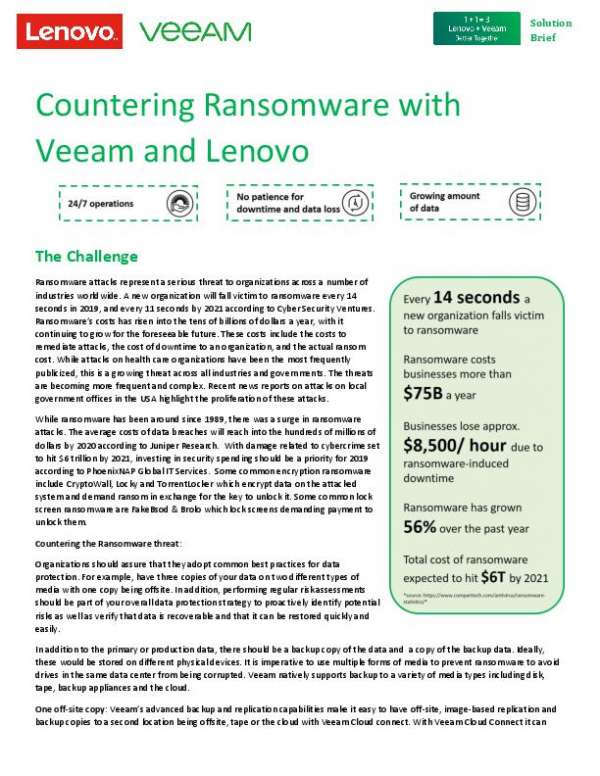 You are currently viewing Countering Ransomware with Veeam and Lenovo