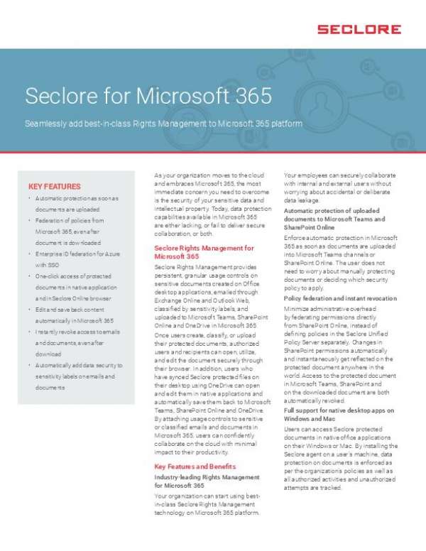 You are currently viewing Seclore for Microsoft 365