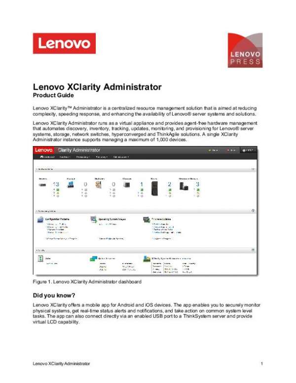 You are currently viewing Lenovo XClarity Administrator Product Guide