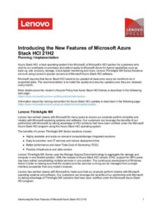 Read more about the article Lenovo Press: Introducing the New Features of Microsoft Azure Stack HCI 21H2