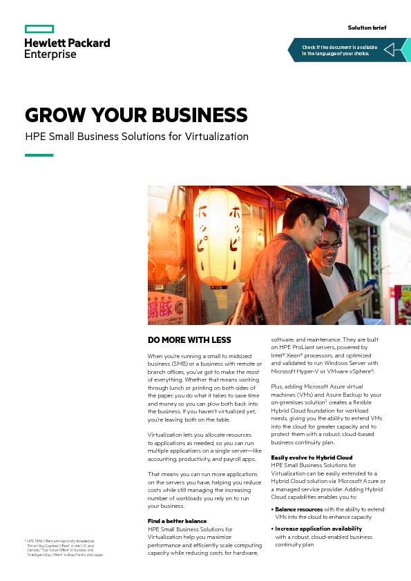 You are currently viewing Grow Your Business – HPE Small Business Solutions for Virtualization