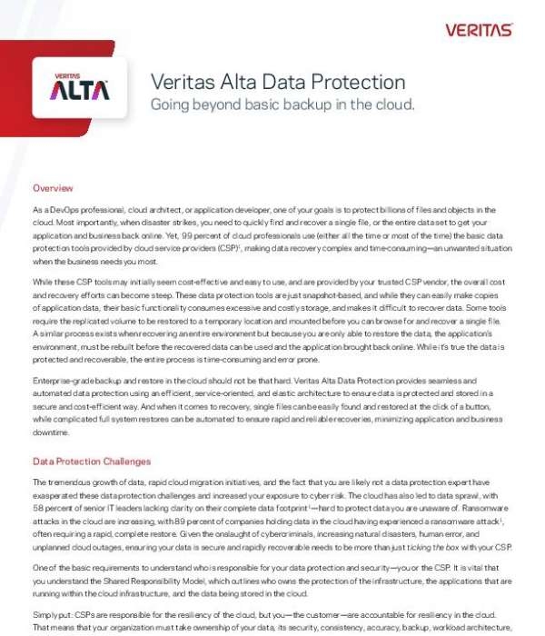 You are currently viewing Veritas Alta Data Protection