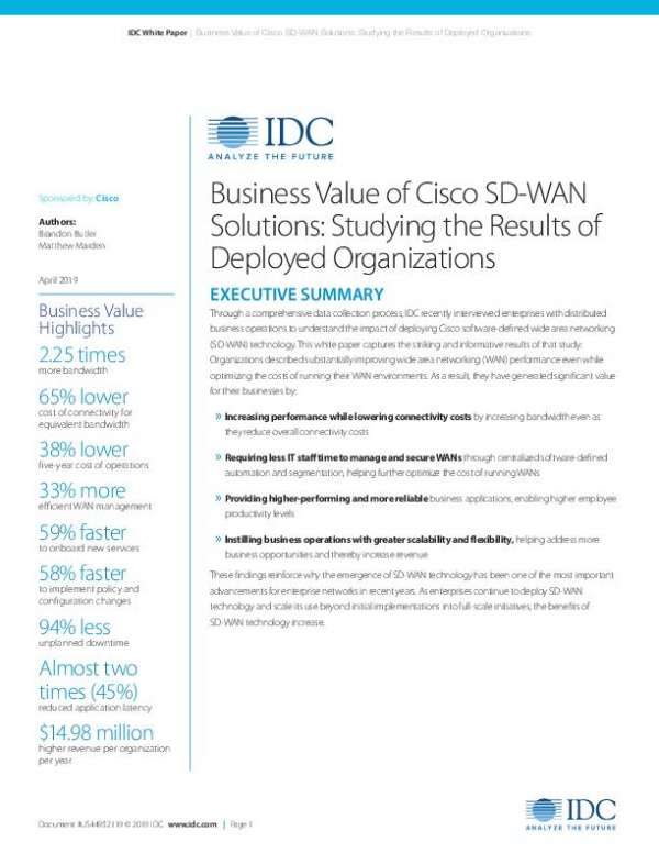 You are currently viewing Business Value of Cisco SD-WAN Solutions: Studying the Results of Deployed Organizations