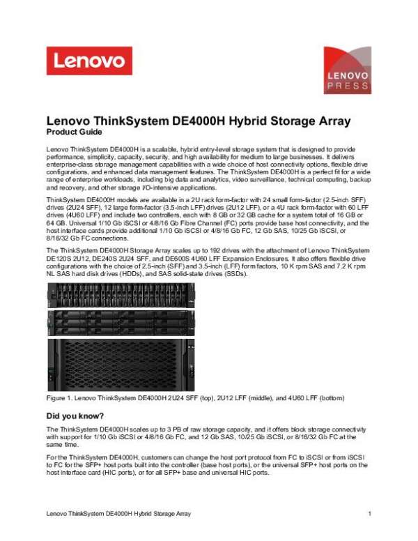 You are currently viewing Lenovo ThinkSystem DE4000H Hybrid Storage Array